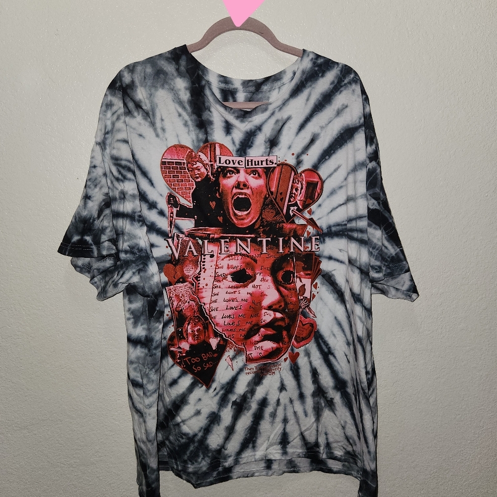 Cavity Colors Horror Valentine Tie-Dye Gray & Black Cotton Tee - 3XL